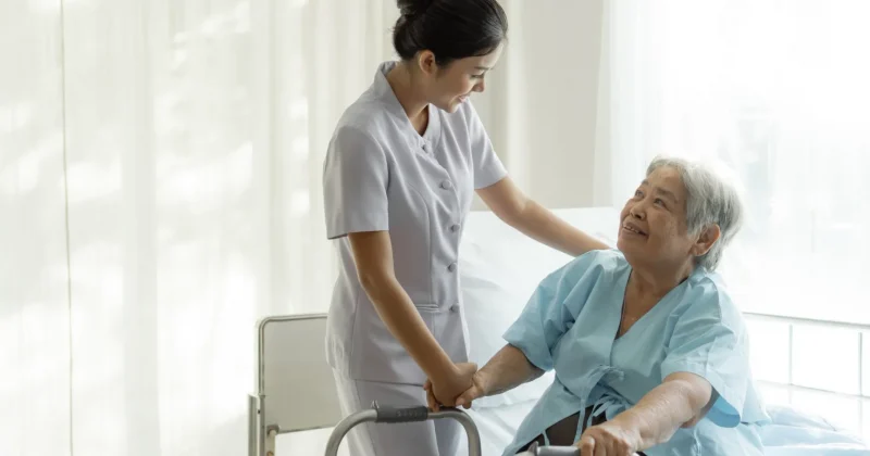 Physician cares for elderly patient