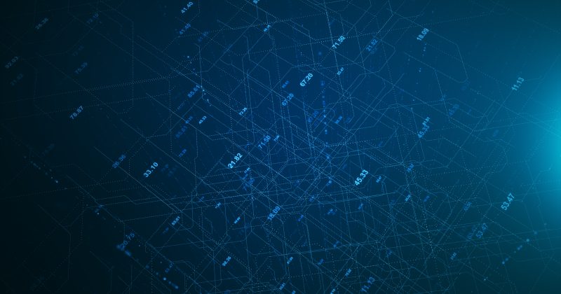 Digital network technology futuristic theme illustration concept. Abstract grid perspective graphic background.